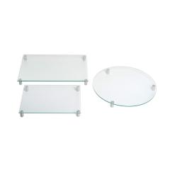 Suporte vidro retangular com pé 45x30x4 - 35x25x4 e suporte vidro redondo com pé 40 de diam